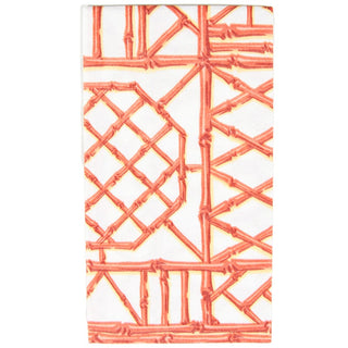 Caspari Bamboo Screen Coral-Paper Linen Guest Towels Airlaid - 12 In 17882GG