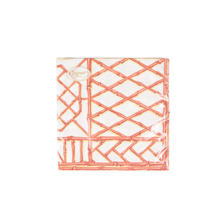 Caspari Bamboo Screen Coral Paper Linen Luncheon Napkins - 15 Per Package 17882LG
