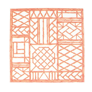 Caspari Bamboo Screen Coral Paper Linen Luncheon Napkins - 15 Per Package 17882LG