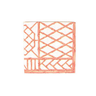 Caspari Bamboo Screen Coral Paper Linen Luncheon Napkins - 15 Per Package 17882LG
