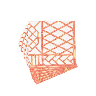 Caspari Bamboo Screen Coral Paper Linen Luncheon Napkins - 15 Per Package 17882LG