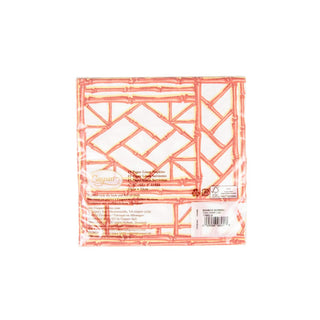 Caspari Bamboo Screen Coral Paper Linen Luncheon Napkins - 15 Per Package 17882LG