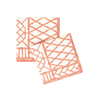 Caspari Bamboo Screen Coral-Paper Linen Napkin Airlaid Luncheon-15 In 17882LG