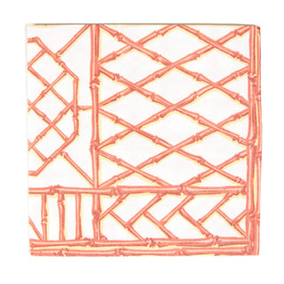 Caspari Bamboo Screen Coral-Paper Linen Napkin Airlaid Luncheon-15 In 17882LG