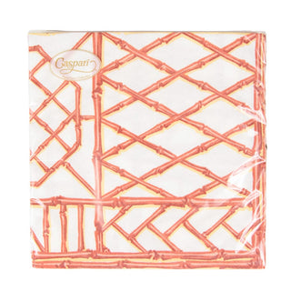 Caspari Bamboo Screen Coral-Paper Linen Napkin Airlaid Luncheon-15 In 17882LG