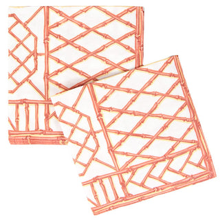 Caspari Bamboo Screen Coral-Paper Linen Napkin Airlaid Luncheon-15 In 17882LG
