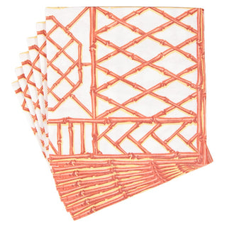 Caspari Bamboo Screen Coral-Paper Linen Napkin Airlaid Luncheon-15 In 17882LG