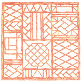 Caspari Bamboo Screen Coral-Paper Linen Napkin Airlaid Luncheon-15 In 17882LG