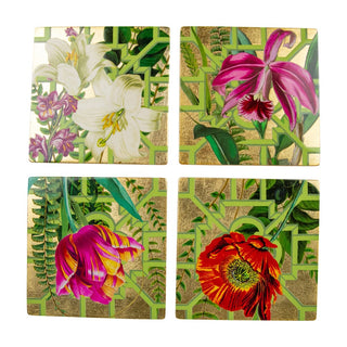 Caspari La Dolce Vita Gold Lacquer Coasters Set Of 4 17891LQCSET