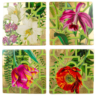 Caspari La Dolce Vita Gold Lacquer Coasters Set Of 4 17891LQCSET