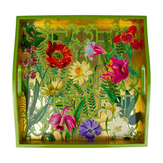 Caspari La Dolce Vita Gold Lacquer Square Tray-14X14 17891LQSQR