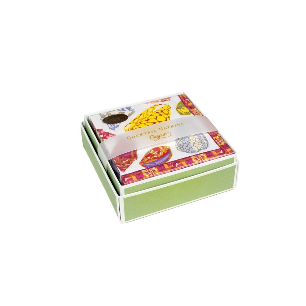 Caspari Coquillage Gästehandtuch-Servietten Blau - 15 Stück Pro Packung, 3-lagig