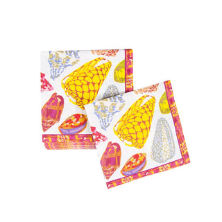 Caspari Coquillage Purple Napkin Cocktail 17930C