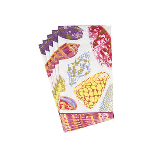 Caspari Coquillage Purple Guest Towel Napkins - 15 Per Package 17930G