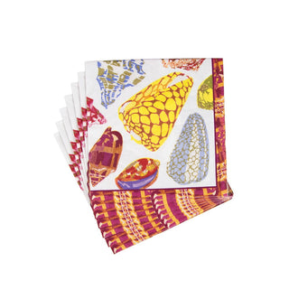 Caspari Coquillage Purple Napkin Luncheon 17930L