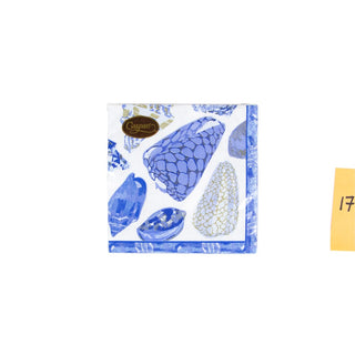 Caspari Coquillage Blue Napkin Cocktail 17931C