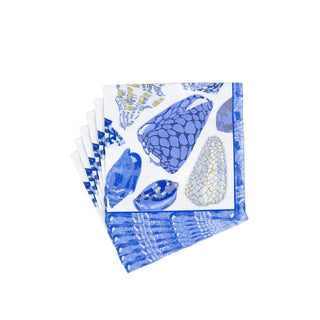 Caspari Coquillage Blue Napkin Cocktail 17931C