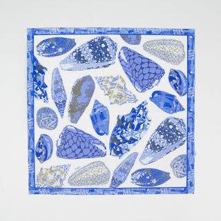 Caspari Coquillage Blue Napkin Cocktail 17931C