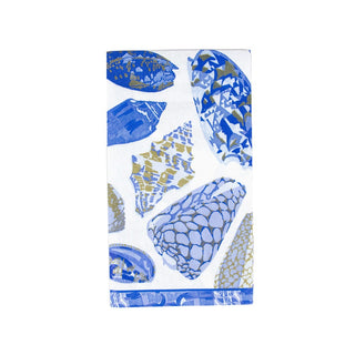 Caspari Coquillage Blue Guest Towel 17931G