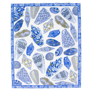 Caspari Coquillage Blue Guest Towel Napkins - 15 Per Package 17931G