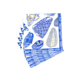 Caspari Coquillage Blue Luncheon Napkins - 20 Per Package 17931L