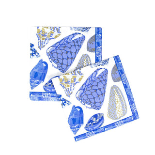 Caspari Coquillage Blue Luncheon Napkins - 20 Per Package 17931L