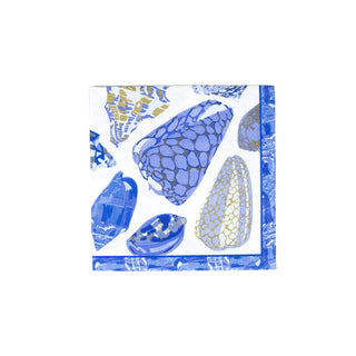 Caspari Coquillage Blue Luncheon Napkins - 20 Per Package 17931L