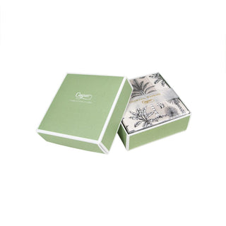 Caspari Southern Palms Flax/White  Napkin Box Cocktail - 40 per box 17950B