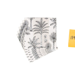 Caspari Southern Palms Flax/White Napkin Cocktail 17950C