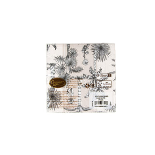 Caspari Southern Palms Flax/White Napkin Cocktail 17950C