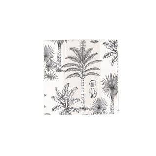 Caspari Southern Palms Flax/White Napkin Cocktail 17950C