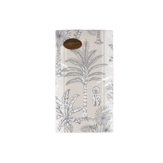 Caspari Southern Palms Flax/White Guest Towel 17950G