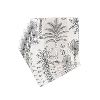 Caspari Southern Palms Flax & White Luncheon Napkins - 20 Per Package 17950L