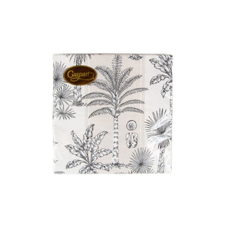 Caspari Southern Palms Flax & White Luncheon Napkins - 20 Per Package 17950L