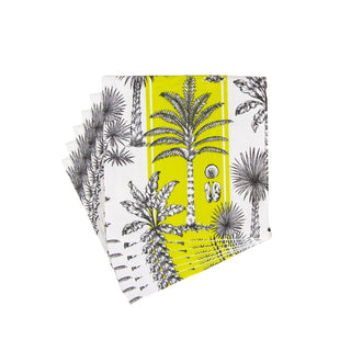 Caspari Southern Palms Green & White Boxed Cocktail Napkins - 40 Per Box 17951B