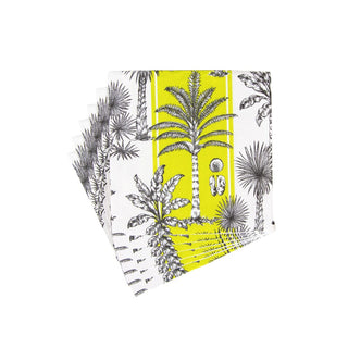 Caspari Southern Palms Green/White Napkin Cocktail 17951C