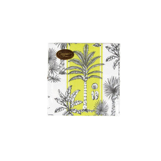 Caspari Southern Palms Green/White Napkin Cocktail 17951C