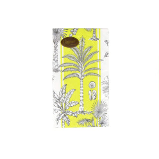 Caspari Southern Palms Green & White Guest Towel Napkins - 15 Per Package 17951G