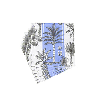Caspari Southern Palms Blue/White Napkin Cocktail 17952C