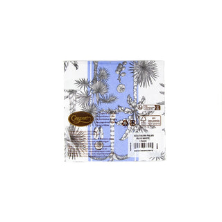 Caspari Southern Palms Blue/White Napkin Cocktail 17952C