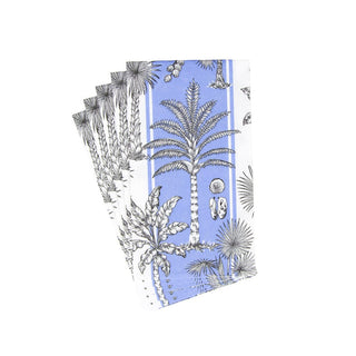 Caspari Southern Palms Blue/White Guest Towel 17952G