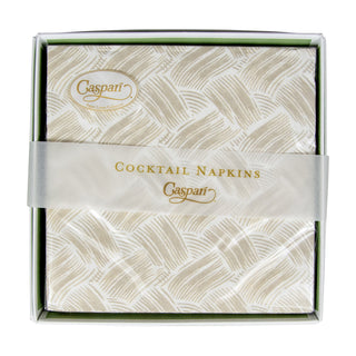 Caspari Basketry Flax-Paper Linen Napkin Box Cocktail-Airlaid 17960B