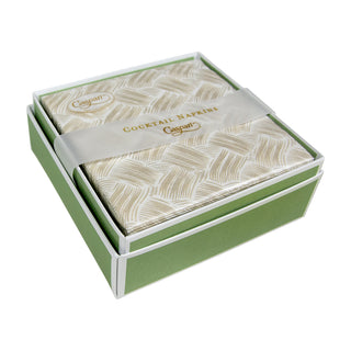Caspari Basketry Flax-Paper Linen Napkin Box Cocktail-Airlaid 17960B