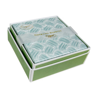 Caspari Basketry Mist-Paper Linen Napkin Box Cocktail-Airlaid 17961B