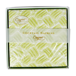 Caspari Basketry Moss Green-Paper Linen Napkin Box Cocktail-Airlaid 17962B