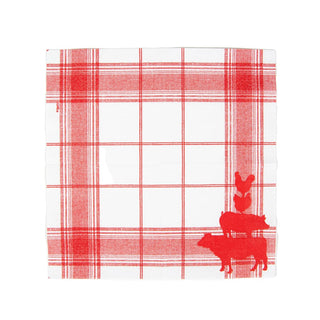 Caspari Red Barn Napkin Cocktail 17990C