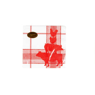 Caspari Red Barn Napkin Cocktail 17990C