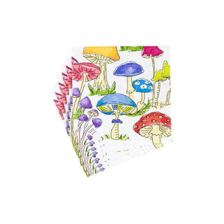 Caspari Woodland Mushrooms Napkin Cocktail 18000C