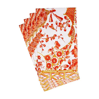 Caspari Gilded Porcelain Coral Guest Towel Napkins - 15 Per Package 18060G