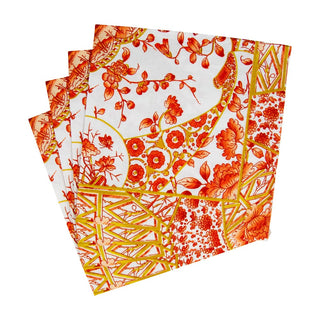Caspari Gilded Porcelain Coral Luncheon Napkins - 20 Per Package 18060L